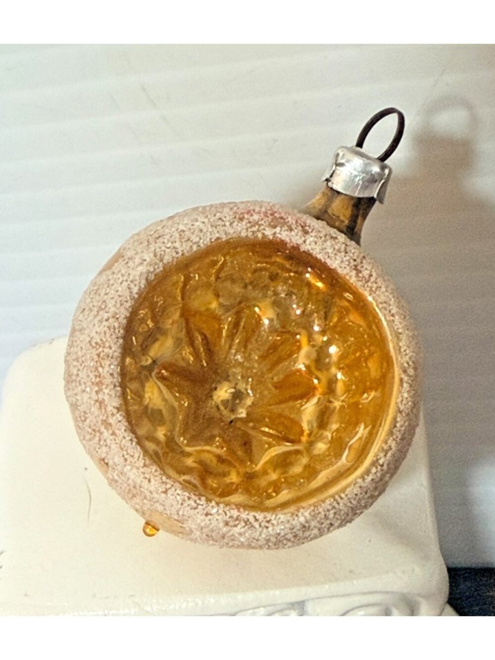 VTG Mercury Glass Ornament  Indent West Germany gold   1.5"
